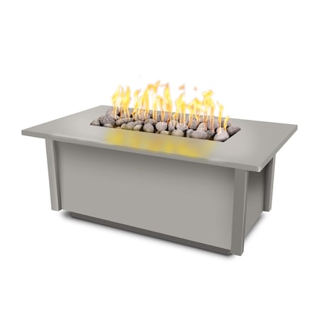 The Outdoor Plus 48 Rectangular Salinas Fire Table, Powder Coated Metal, Plug, Play Electronic Ignition, Natural Gas OPT-SALPC48EKIT-PEW-NG
